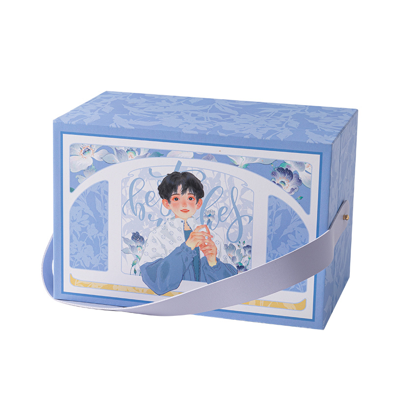 Boy and Girl Empty Birthday Gift Box with Handle