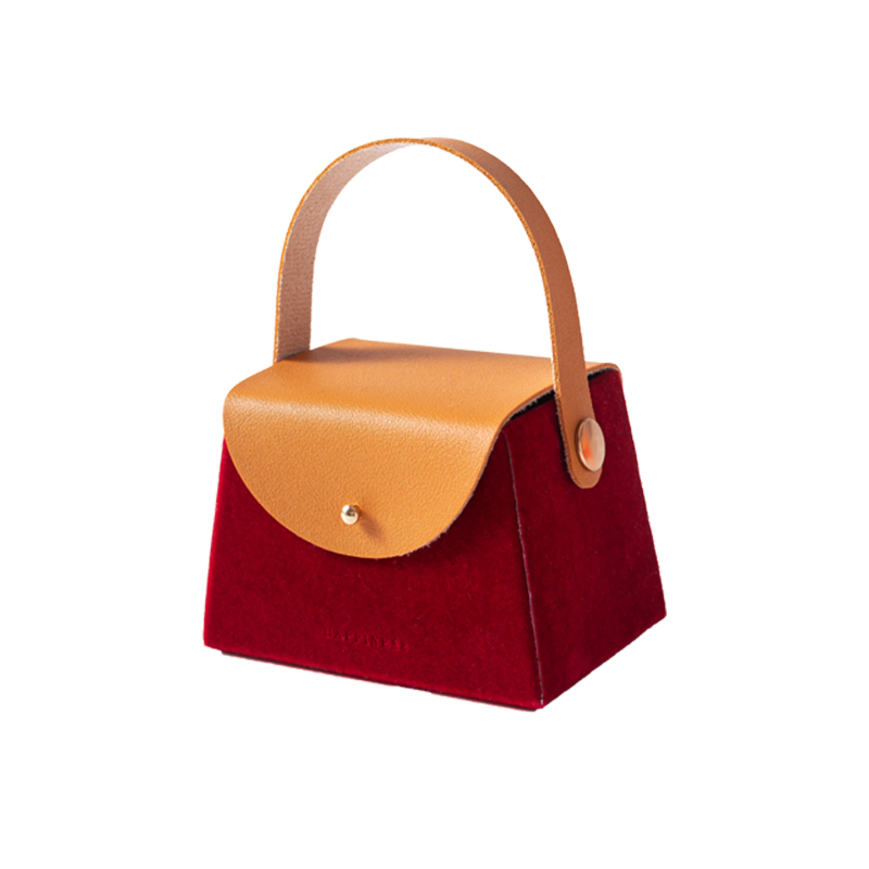 Luxury Velvet Wedding Favor Boxes with PU Leather Handle